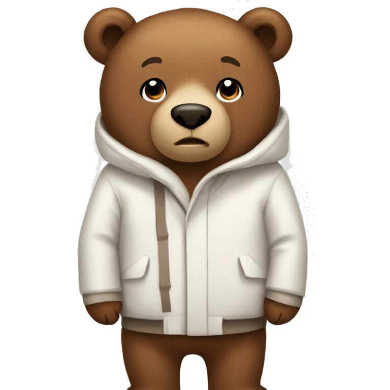 Brown bear wearing warm white coat emoji