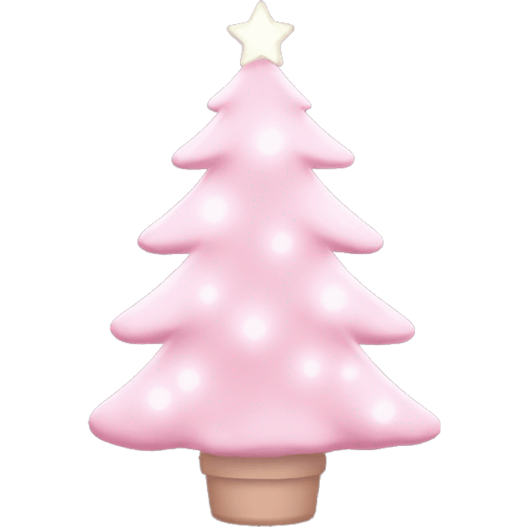 Pastel Pink Christmas tree with pink lights and white ornaments  emoji