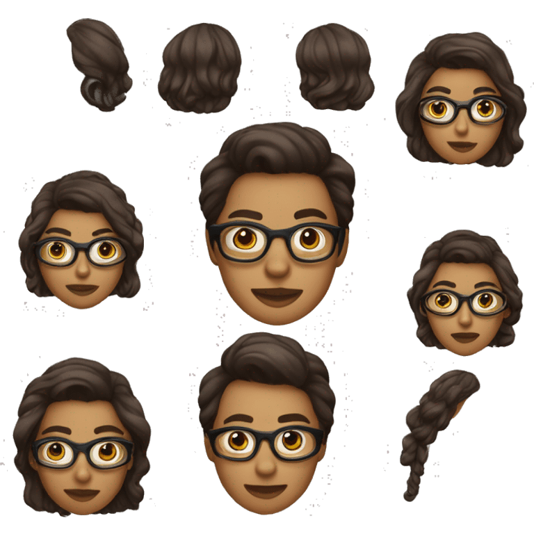 Dessine-moi une doctoresse avec de longs cheveux noirs lisses, des yeux noirs ondulés et des larges lunettes marrons. emoji