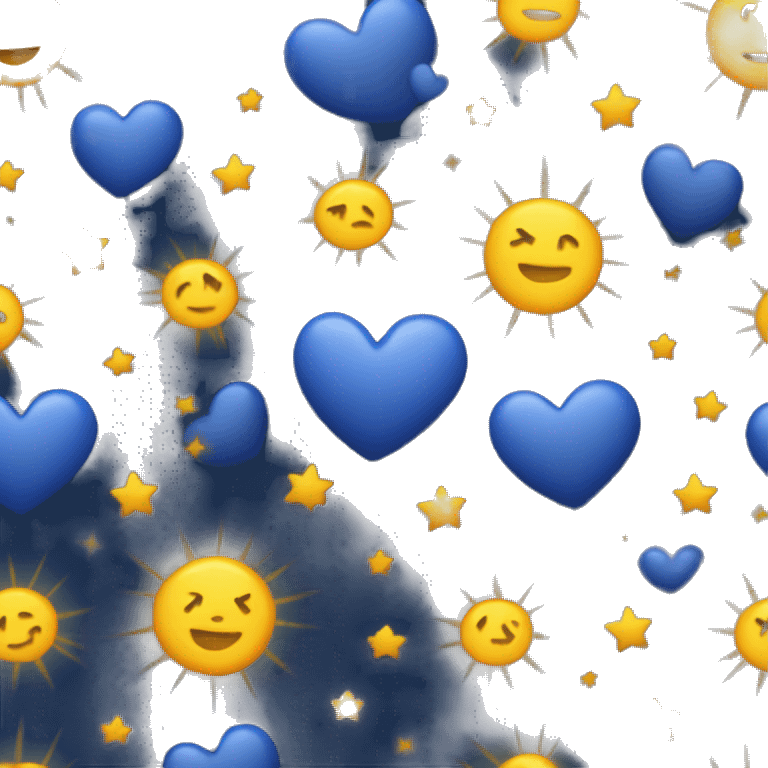 Dark blue heart with printed suns and moons   emoji