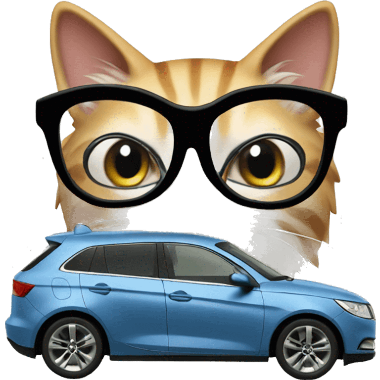 A cat in to a megane car  emoji