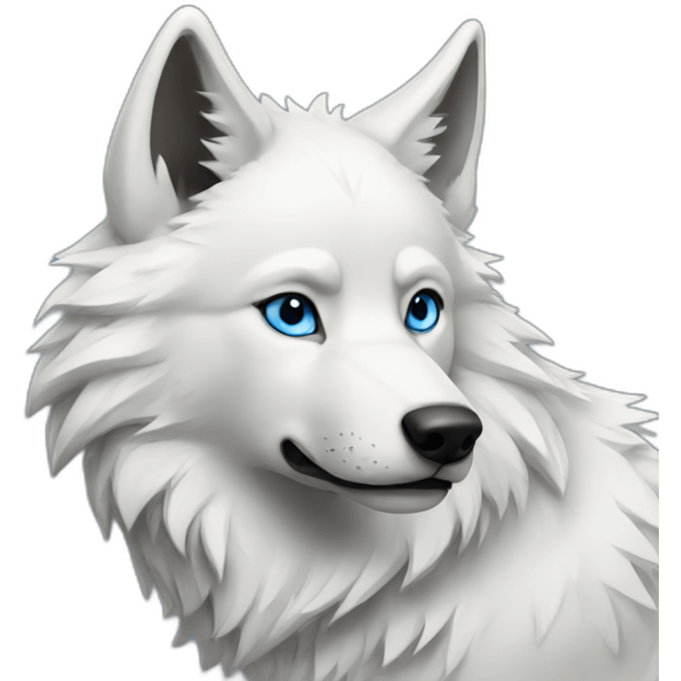 White and black wolf with blue eyes emoji