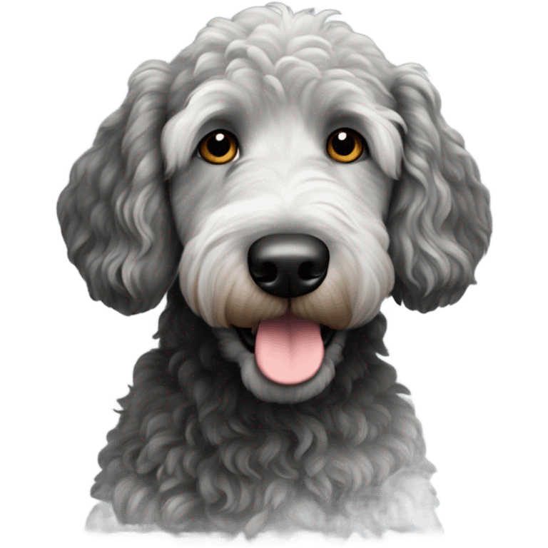 Black with gray spotted golden doodle  emoji