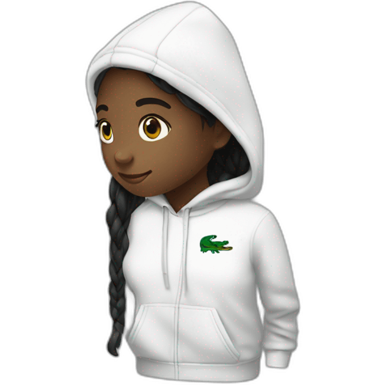 Lacoste tênis black girl with white lacoste hoodie emoji