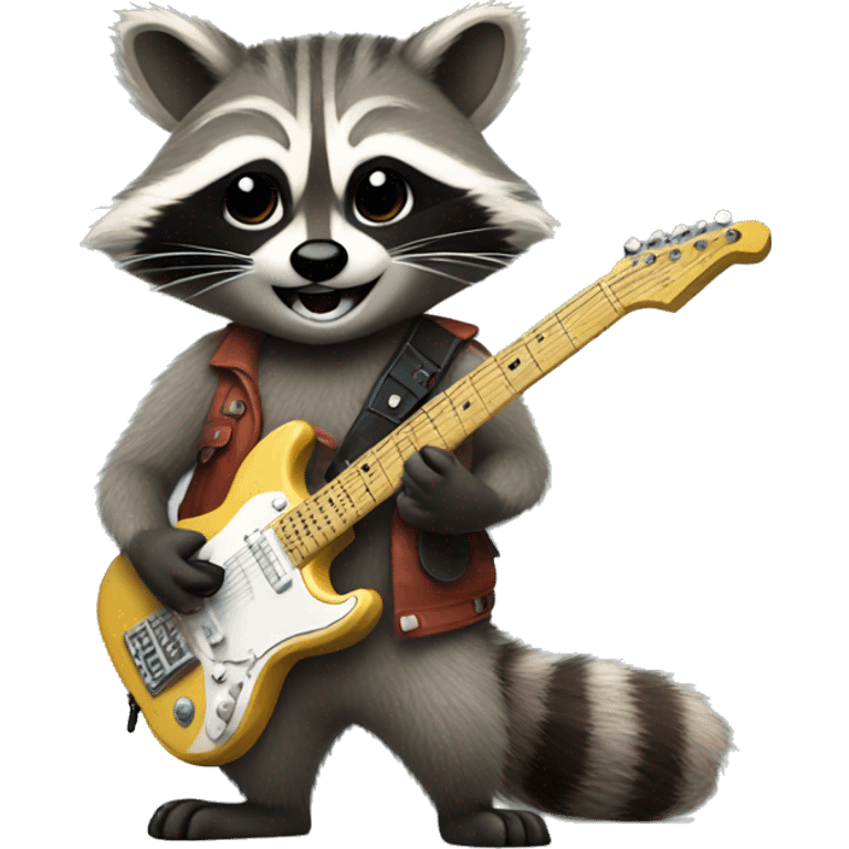 raccoon playing an electric guitar emoji