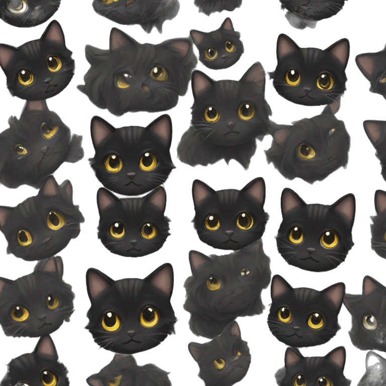 black cat domestic long-haired with white spot emoji