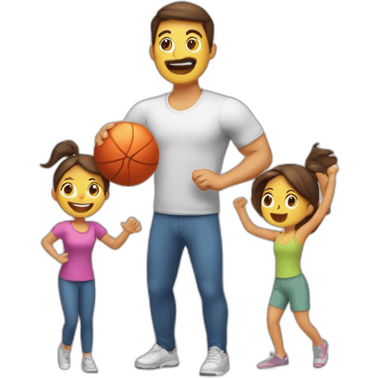 Parent trying to juggle children and gym emoji