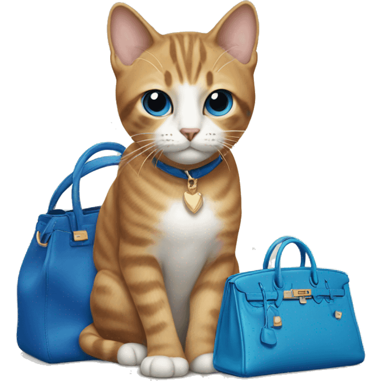 cat near blue hermes bag emoji