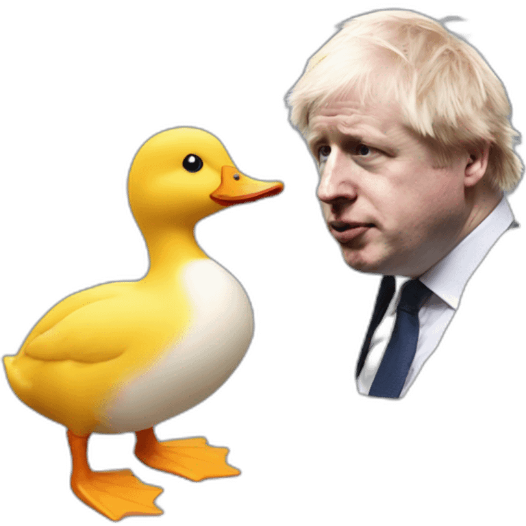 Boris Johnson looking at a duck emoji