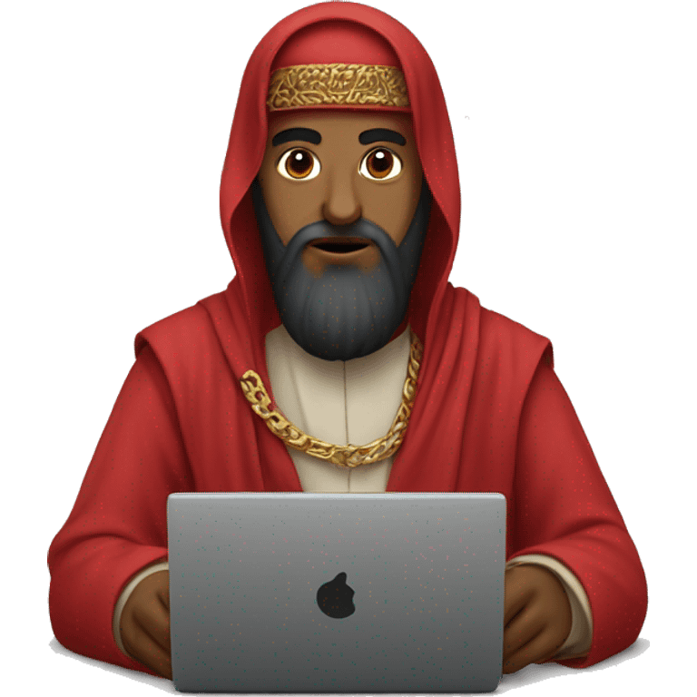 A caliph with red clothes writing in a laptop emoji