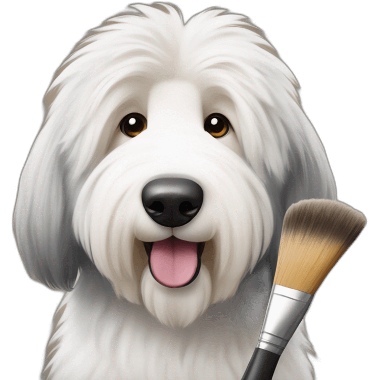 old english sheepdog with paint brush emoji