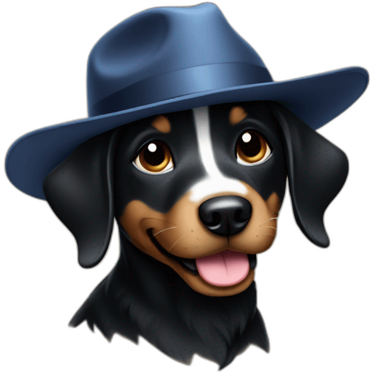 Black puppy in hat emoji