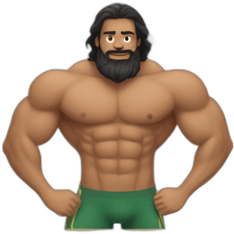 Swimmer googles muscles black hair and beard emoji