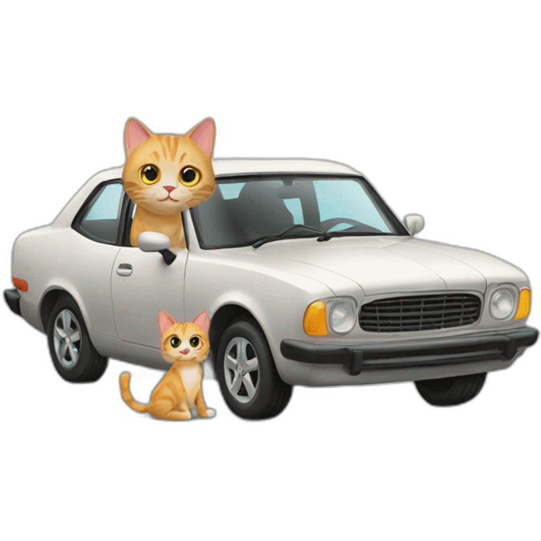 Cat and car emoji