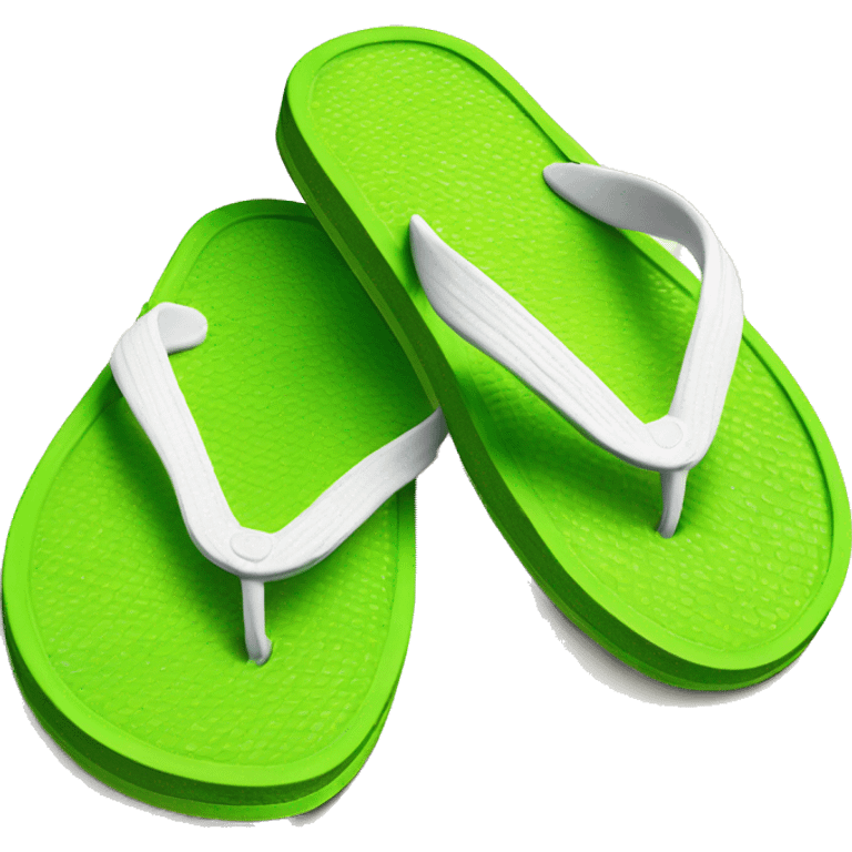 Realistic lime green pair of summer flip flops isolated. emoji