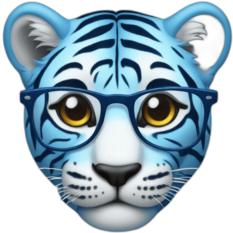 Blue tiger with glasses emoji