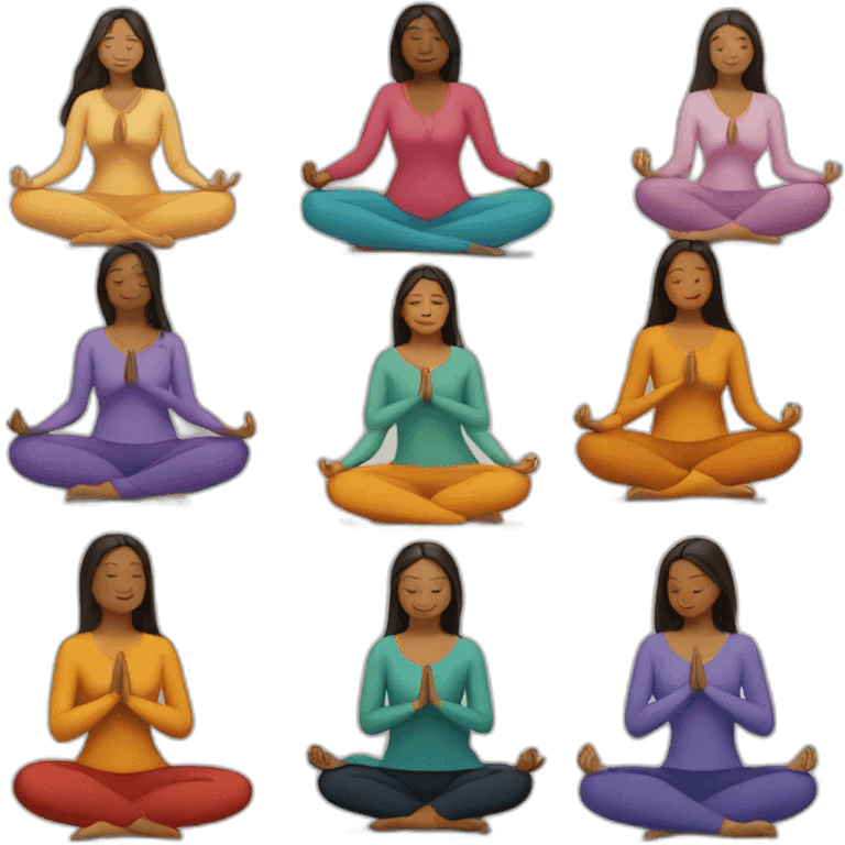 12 mujeres meditando emoji