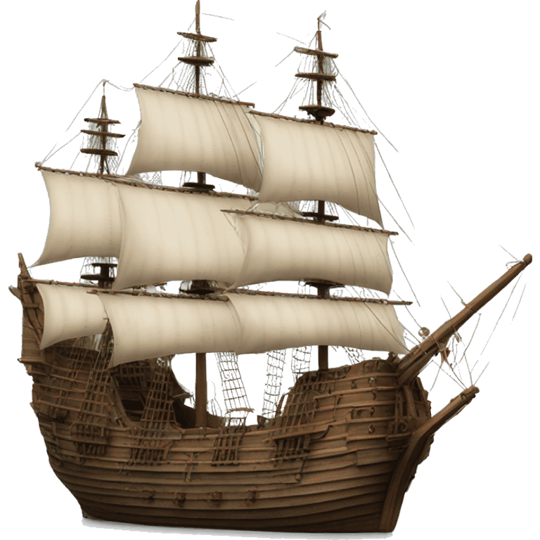 photorealistic XVII century ship emoji