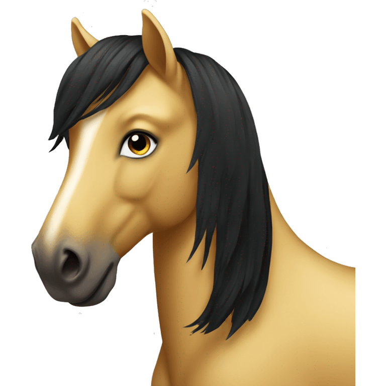 Beautiful golden horse with black hair emoji