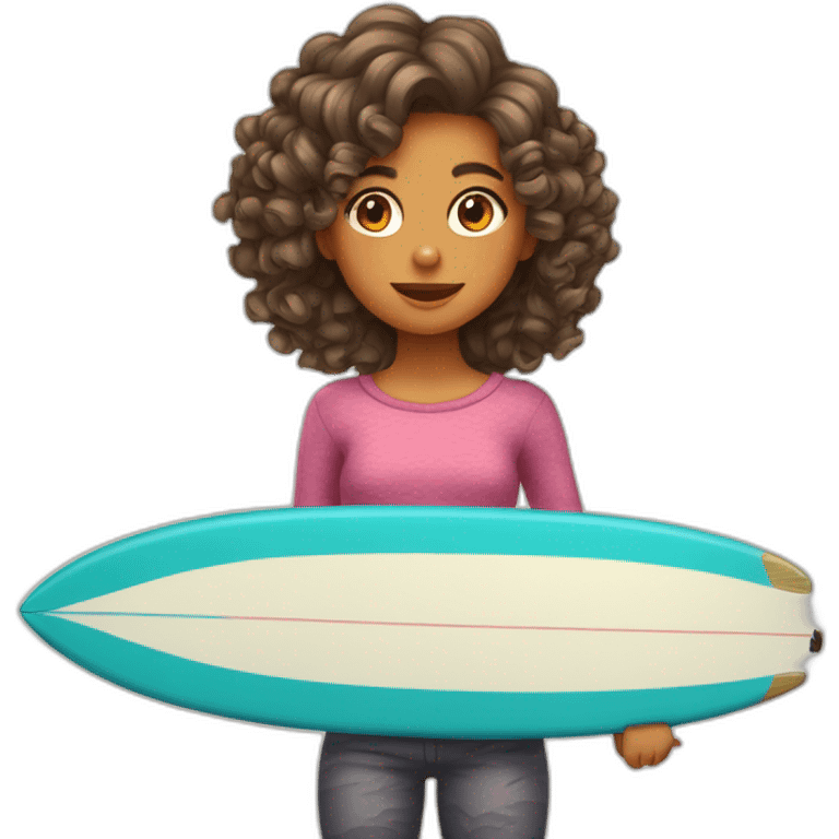 Fille avec des cheveux bouclés qui surf emoji