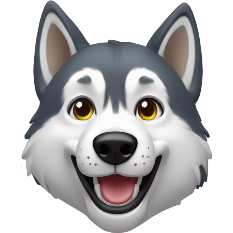 Lobo husky tomándose una selfie en segunda persona  emoji