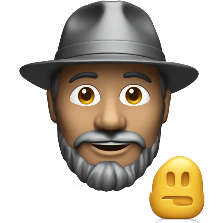 model of 40yo man with hat on 3d printer plate emoji