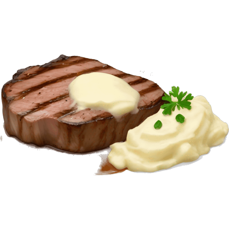 steak with gravy and mashed potatoes emoji