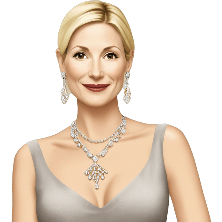 Kelly Rutherford with jewellery wearing drinking cappucino looking hot emoji