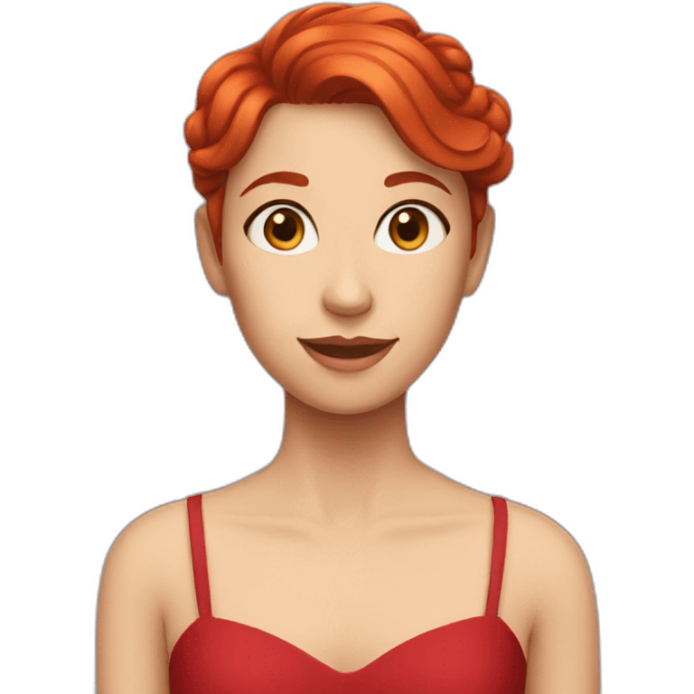 A girl with short red hair, a red Dress  emoji