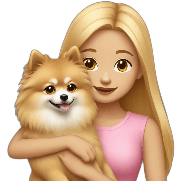 light-skinned-girl-petting-pomeranian emoji