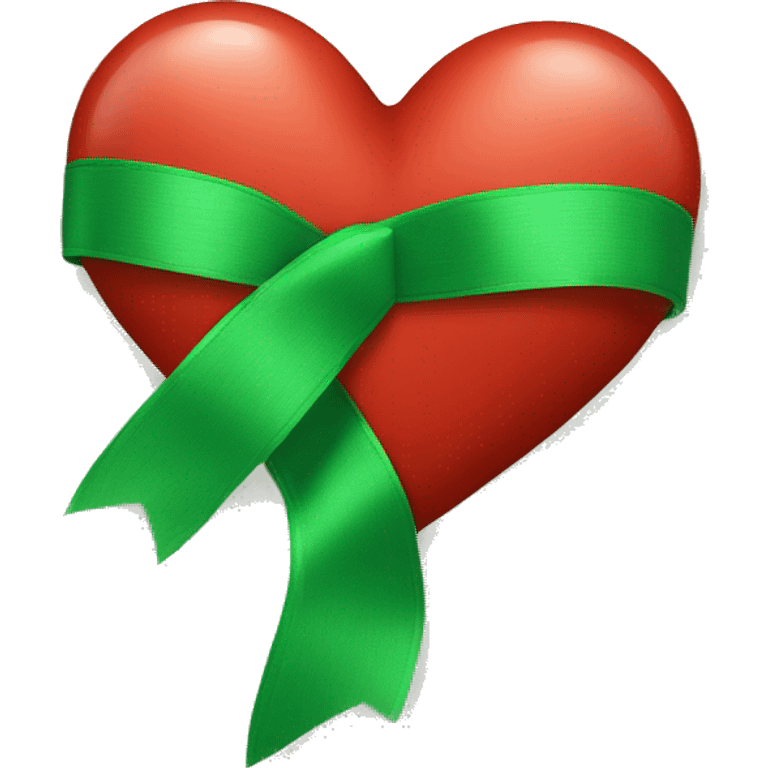 Read heart with green ribbon on top on the RED HEART emoji