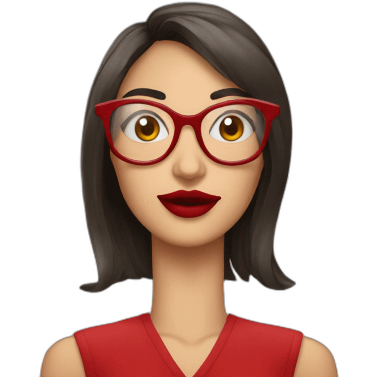 Marta Castrillo con labios rojos con lentes emoji