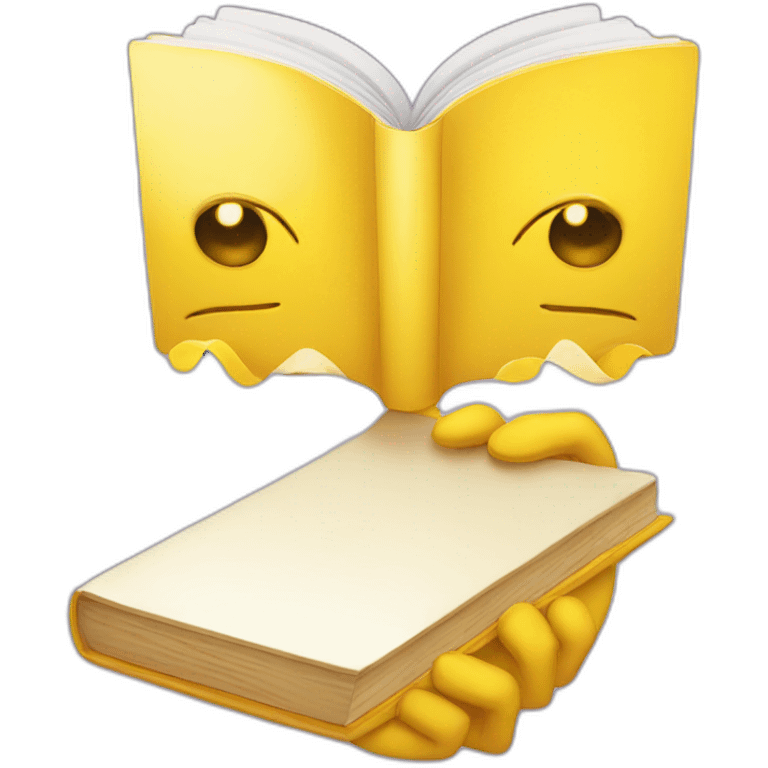 yellow glossy emoji holding book emoji