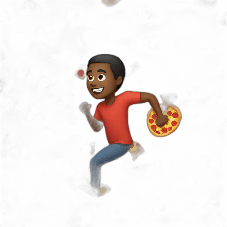 Black man running from pizza emoji