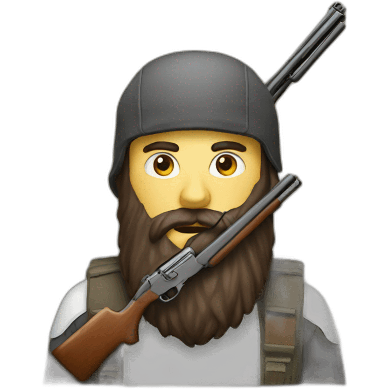 guy with very long beard holding a shotgun emoji