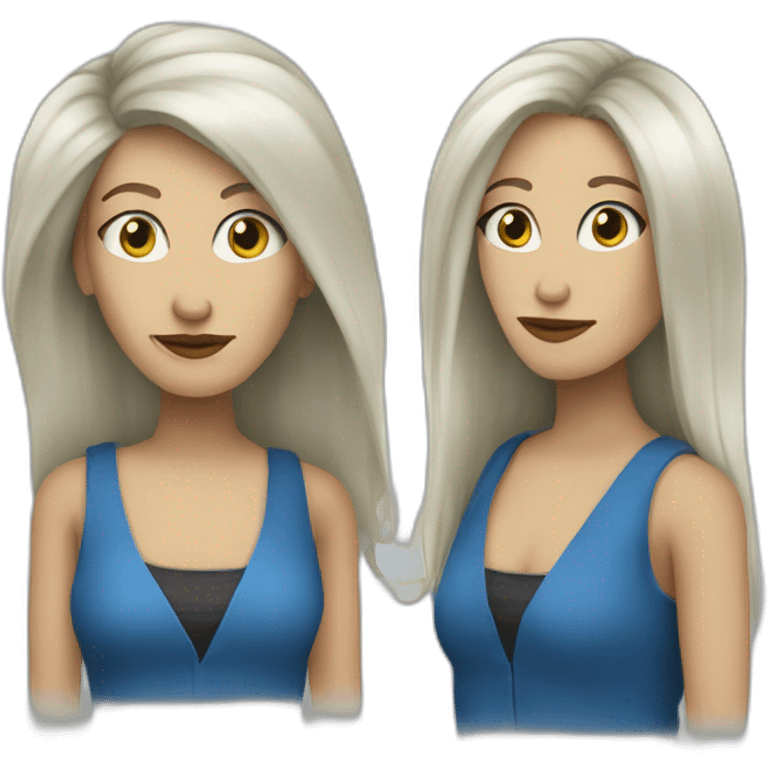 white punk jazz singer with blue straight long hair, woman, 43 years old emoji