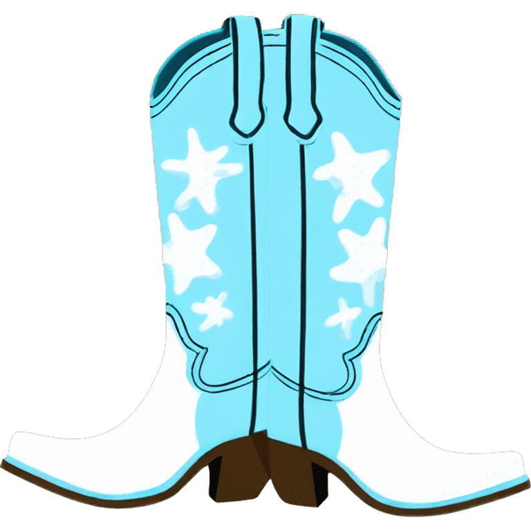 White and baby blue Beach cowgirl boots emoji