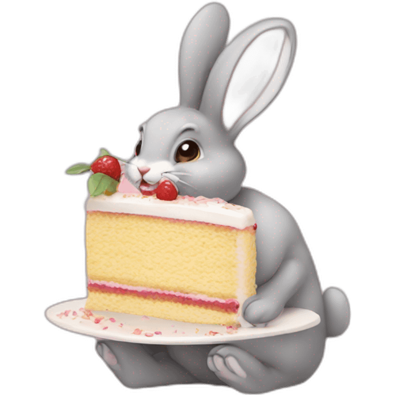 Bunny eating a cake emoji