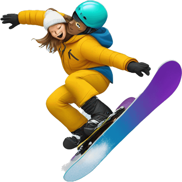 Snowboarder falling emoji