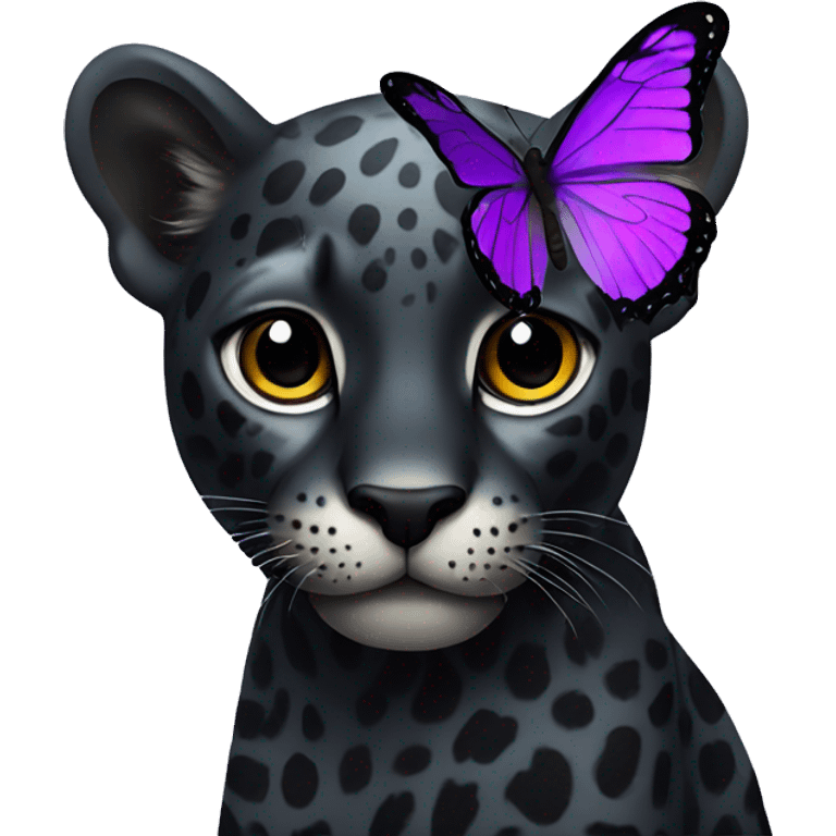 Black Jaguar with purple butterfly  emoji