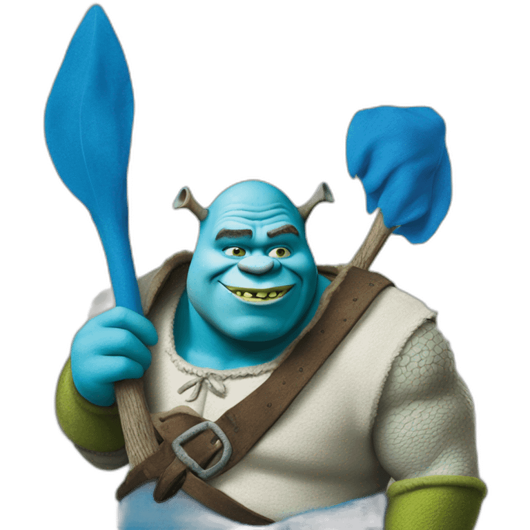 Shrek as a smurf emoji