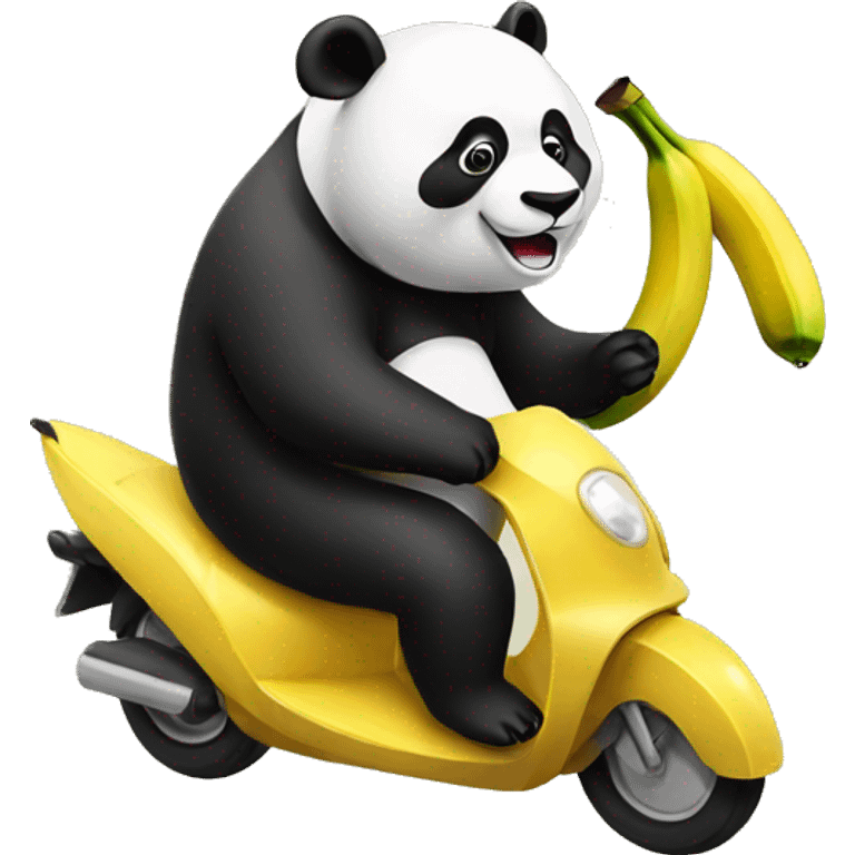 Panda riding a banana emoji