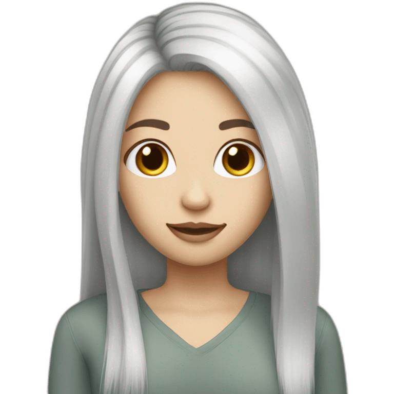 Streight hair girl with white skin emoji