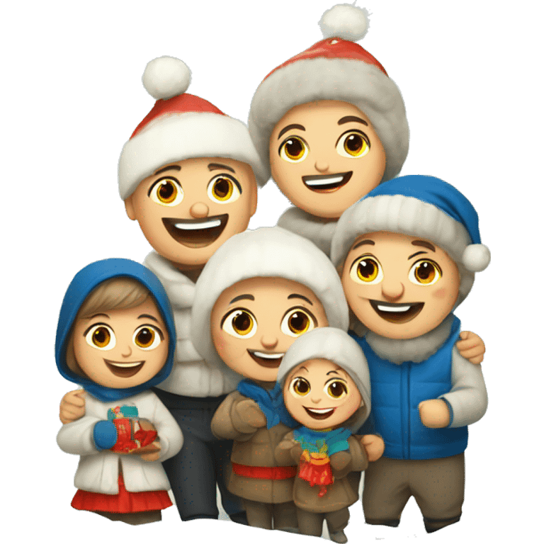 Happy Russian family celebrate new year  emoji