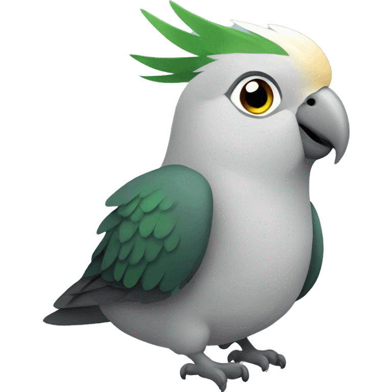 Grey Cockatiel with Dark Green Tail emoji