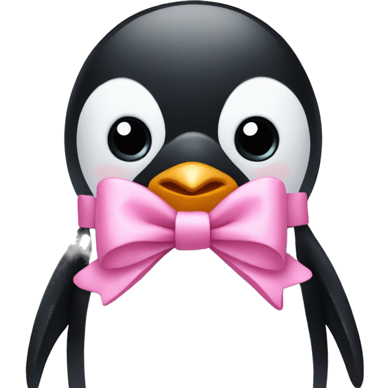 penguin with pink bow  emoji