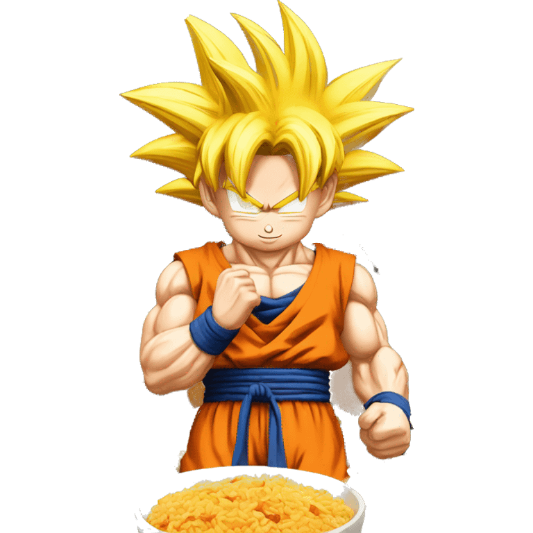 goku comiendo arroz y pollo emoji