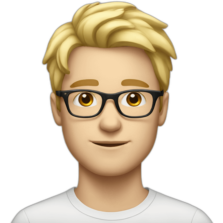 young blonde guy with glasses no beard, white skin emoji