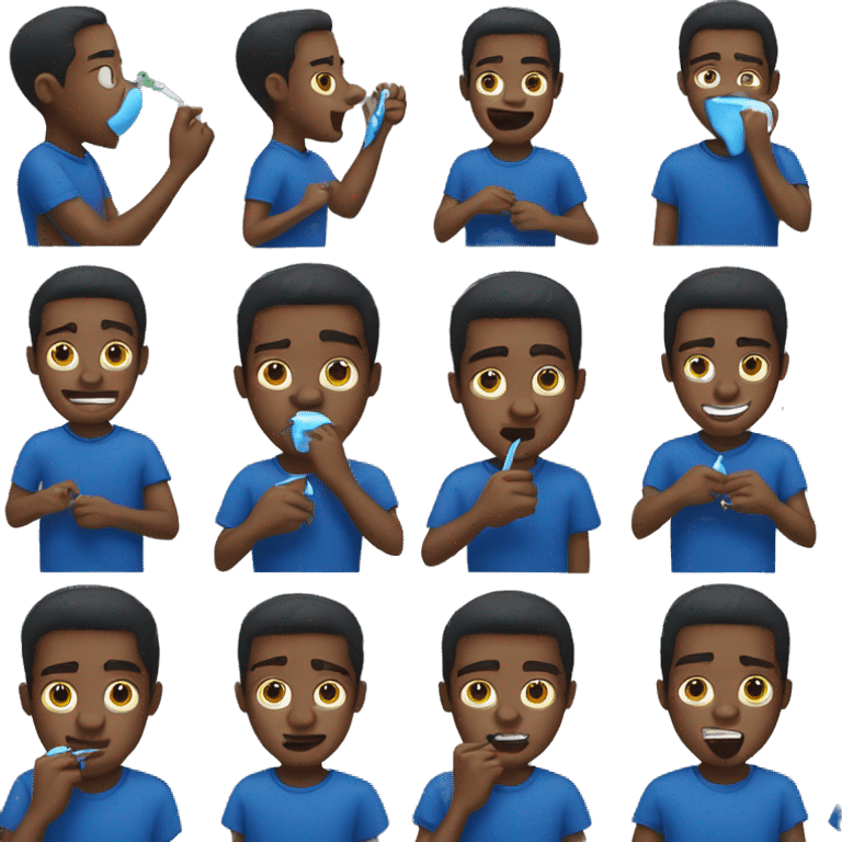 black guy with dark blue nike shirt brushing his teeth emoji