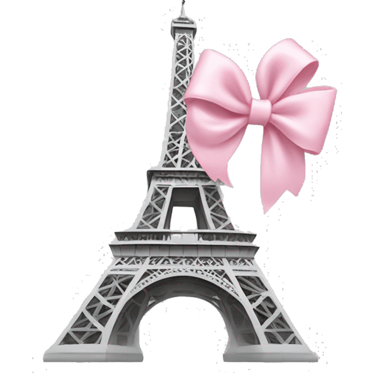 Light grey Eiffel Tower and baby pink bow on it emoji